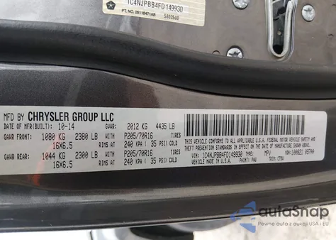 2015 Jeep Patriot Sport z USA, uszkodzony, nr VIN 1C4NJPBB4FD149930